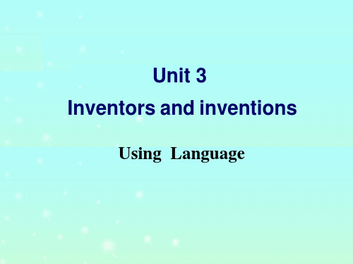 选修8 Unit3 Using language