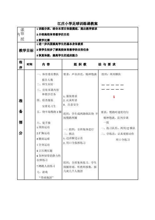 足球训练教案全集版本