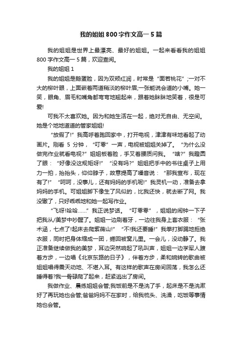 我的姐姐800字作文高一5篇