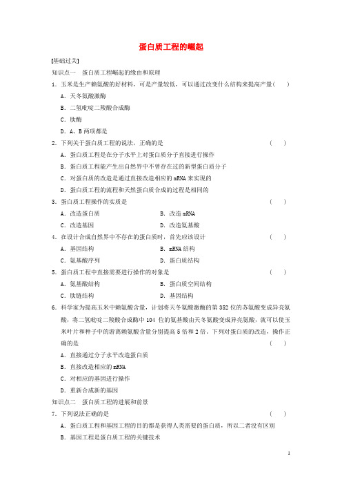 高中生物 专题1 基因工程 蛋白质工程的崛起 新人教版选修3