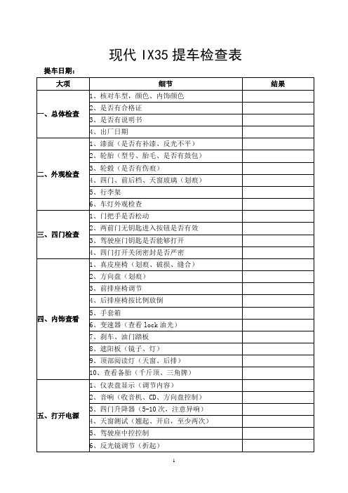 IX35提车检查表