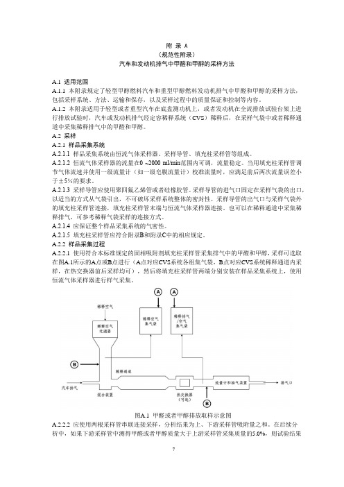 汽车和发动机排气中甲醛和甲醇的采样方法、测定