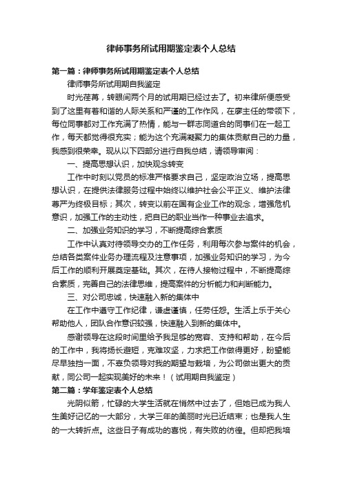 律师事务所试用期鉴定表个人总结