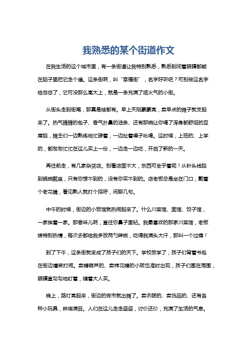 我熟悉的某个街道作文