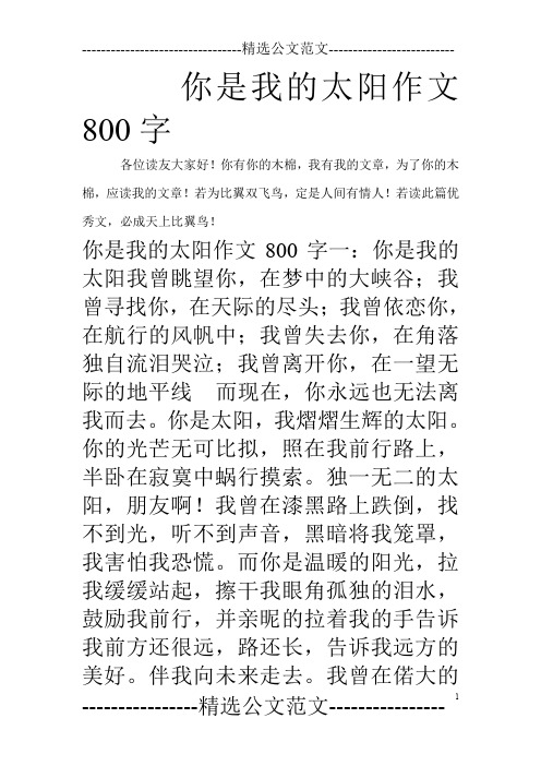 你是我的太阳作文800字