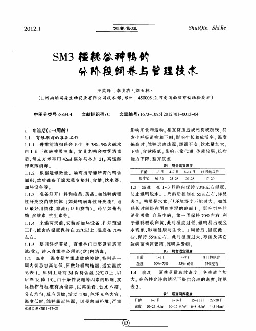 SM3樱桃谷种鸭的分阶段饲养与管理技术