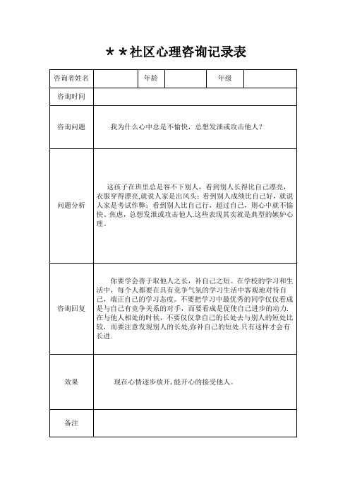 社区心理咨询记录