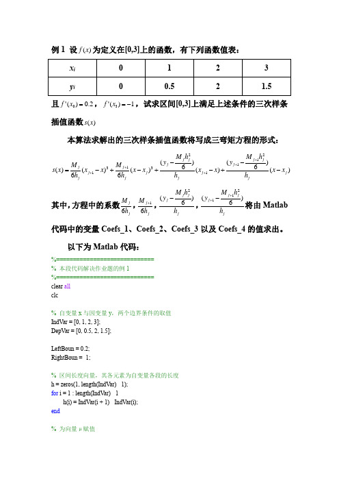 三次样条插值作业题