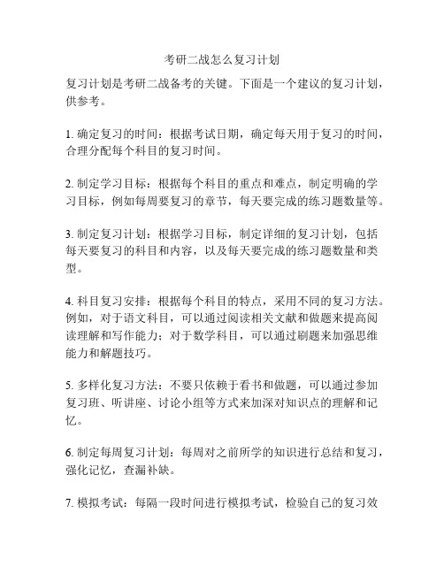 考研二战怎么复习计划