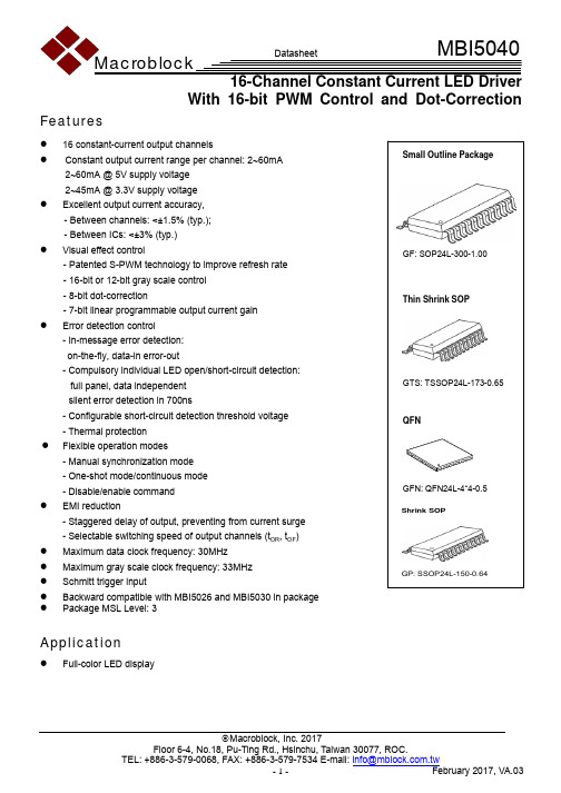 MBI5040  Datasheet VA.03-EN