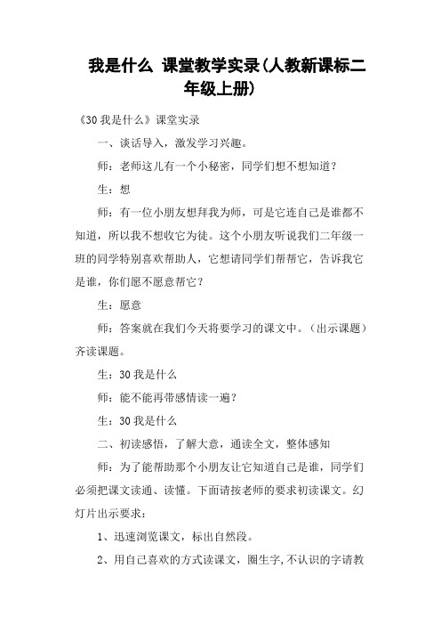 我是什么 课堂教学实录(人教新课标二年级上册)