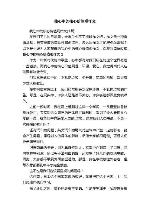 我心中的核心价值观作文（3篇）