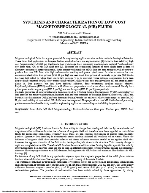 Synthesis and characterization of low cost magnetorheological (MR) fluids