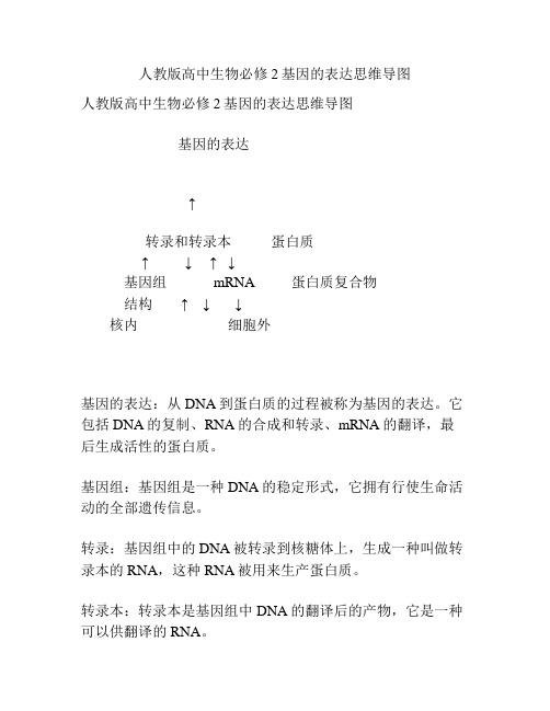 人教版高中生物必修2基因的表达思维导图