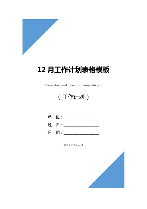 12月工作计划表格模板ppt(2021年)