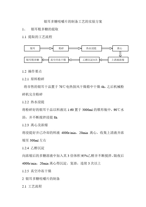 银耳多糖咀嚼片的制备工艺的实验方案