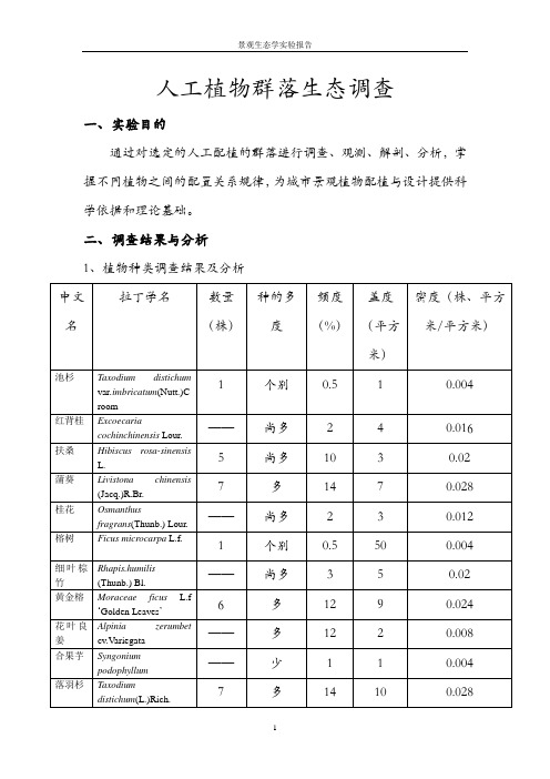 景观生态学植物群调查实验报告