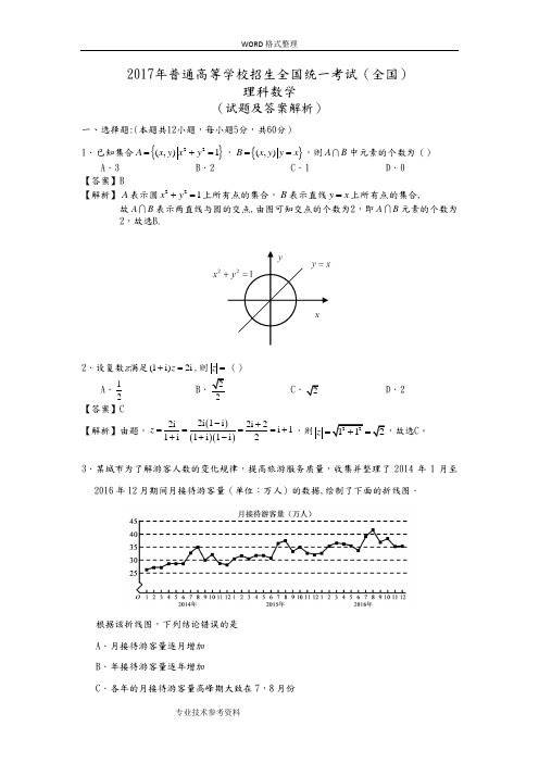 2018年高考全国3卷理科数学试题及答案解析