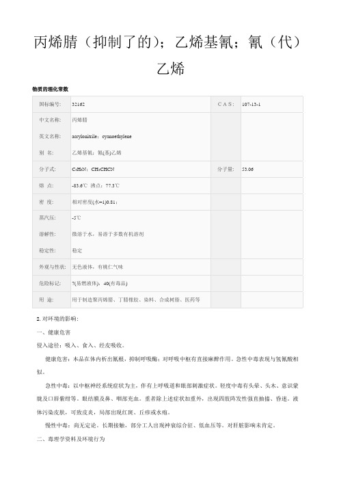 (技术安全说明书)丙烯腈msds