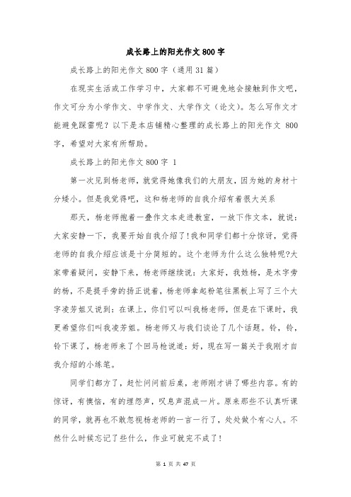 成长路上的阳光作文800字