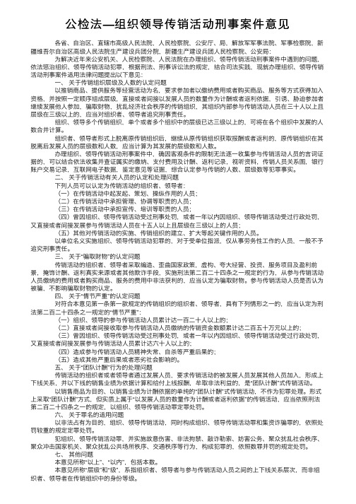 公检法—组织领导传销活动刑事案件意见