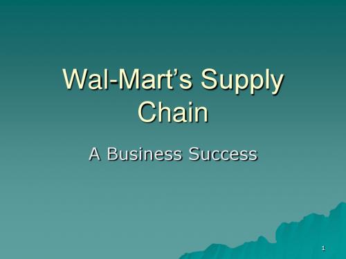 Wal-Mart's Supply Chain