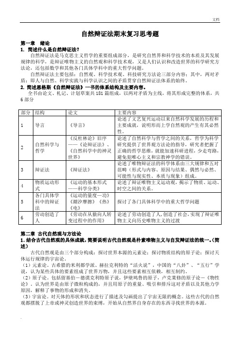 自然辩证法期末思考题参考答案