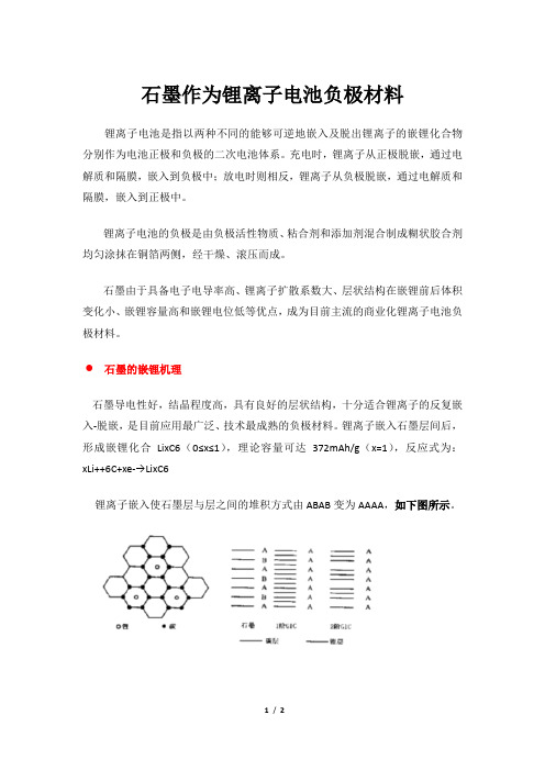 石墨作为锂离子电池负极材料