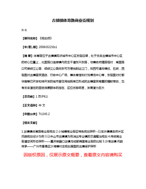 古镇镇体育路商业街规划