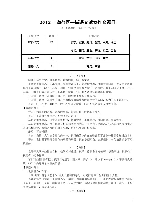 2012一模作文及范文