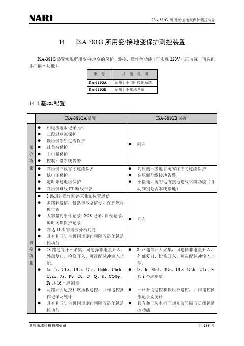 ISA-381G站用变保护说明书