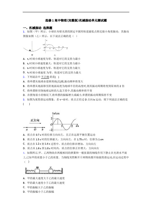 选修1高中物理(完整版)机械振动单元测试题