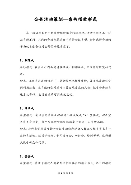 公关活动策划—桌椅摆放形式