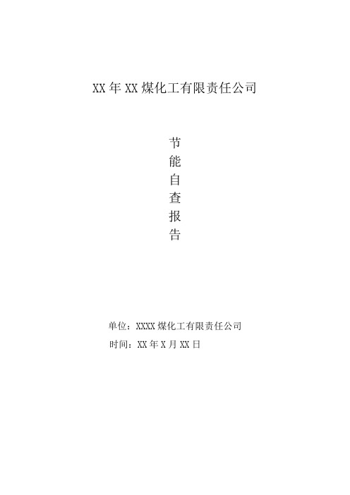 XXX煤化工公司XX年节能自查报告