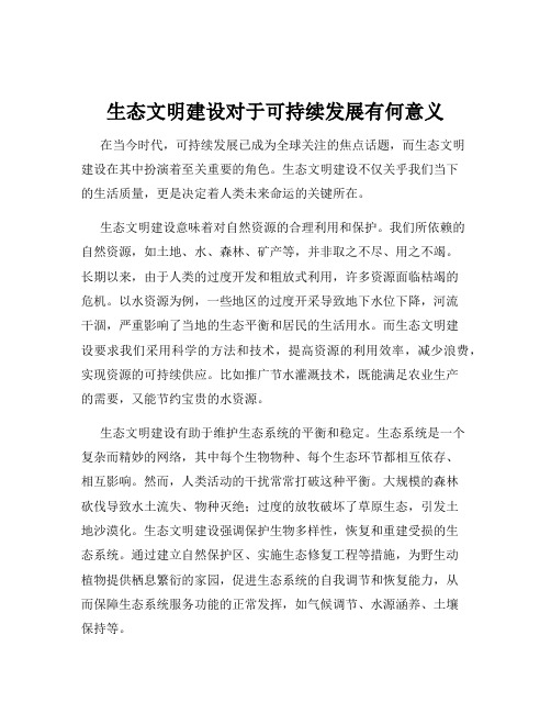 生态文明建设对于可持续发展有何意义