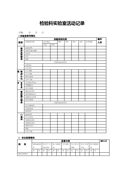 检验科实验室活动记录