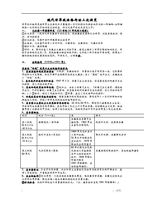 现代世界政治格局的三次演变