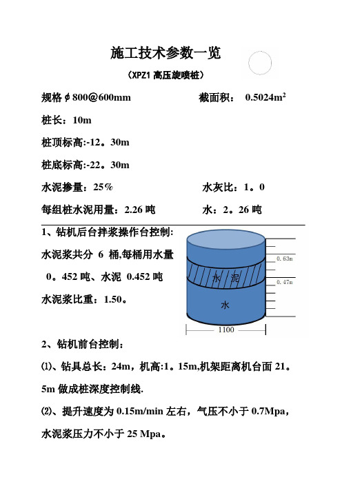 高压旋喷桩施工参数