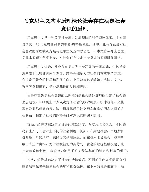 马克思主义基本原理概论社会存在决定社会意识的原理