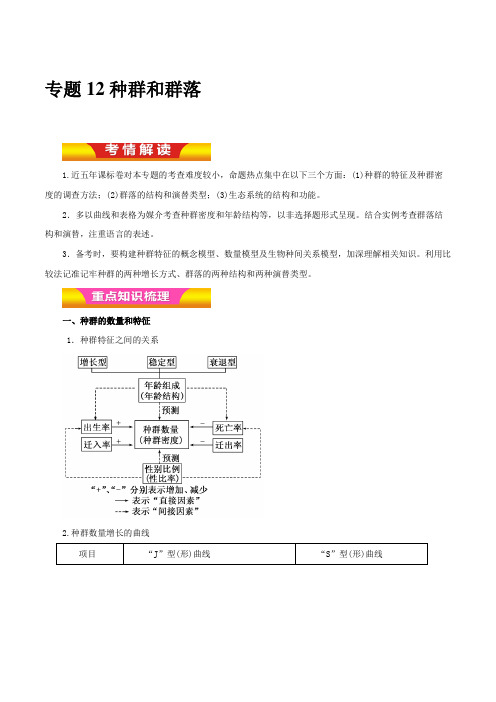 高三生物——种群和群落(教学案)