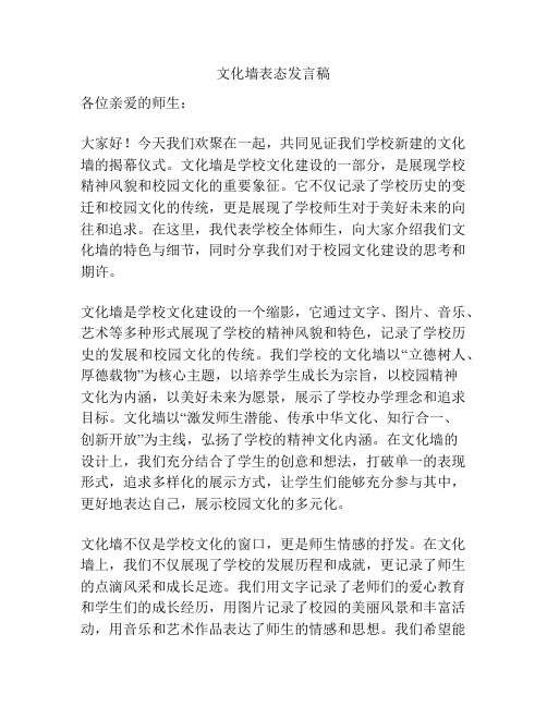 文化墙表态发言稿