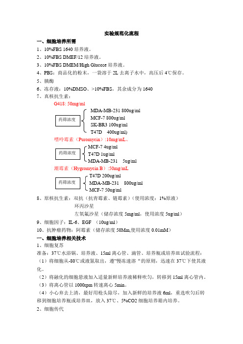 细胞培养试剂及操作流程