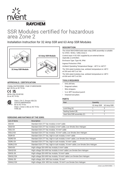 nVent RAYCHEM 32A和63A实现相位胶囊模块说明书