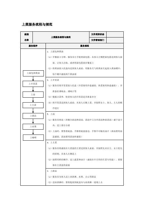 上菜服务流程与规范