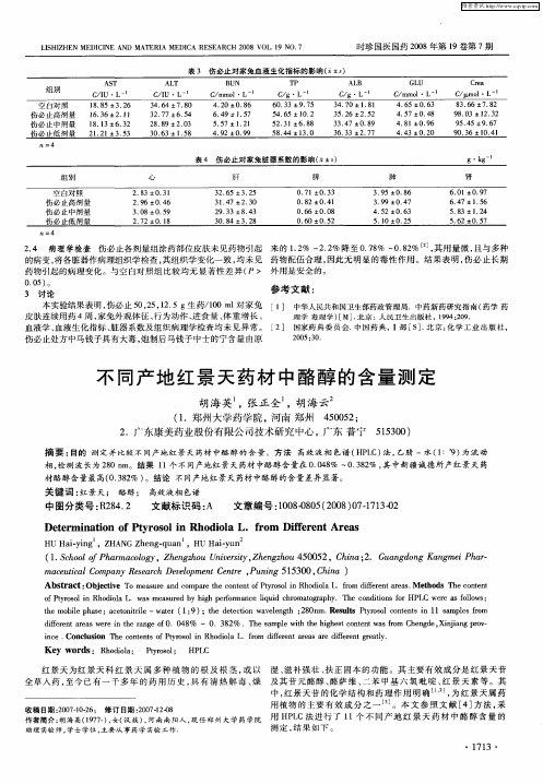 不同产地红景天药材中酪醇的含量测定