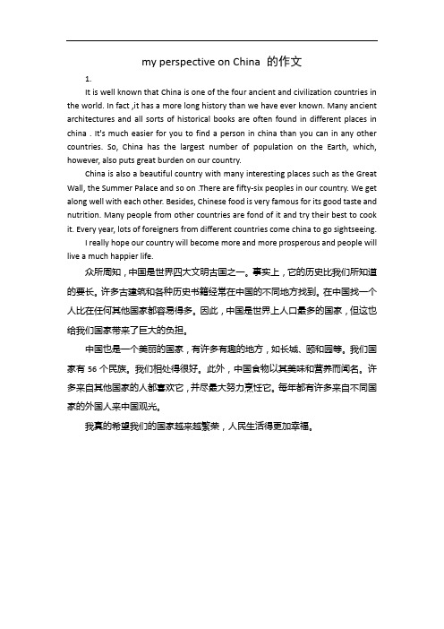 my perspective on China 的作文