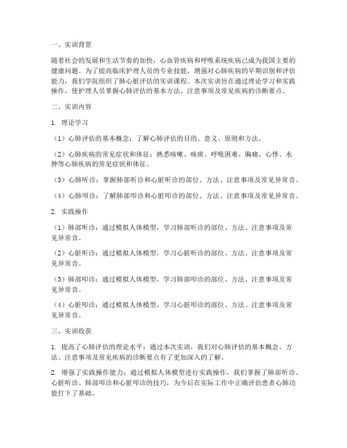 肺心脏评估的实训报告总结