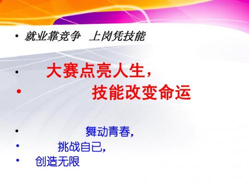 就业靠竞争 上岗凭技能 大赛点亮人生,技能改变命运 舞动...