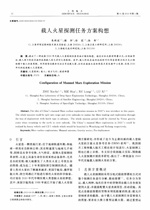载人火星探测任务方案构想
