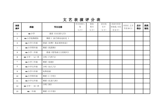 文 艺 表 演 评 分 表